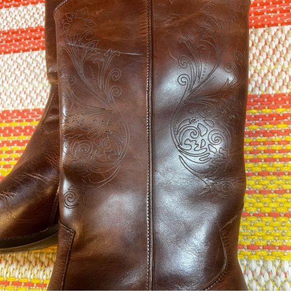 Leather Hand Stitched Mid Calf Western Boots Made In Brazil - Picture 3 of 13